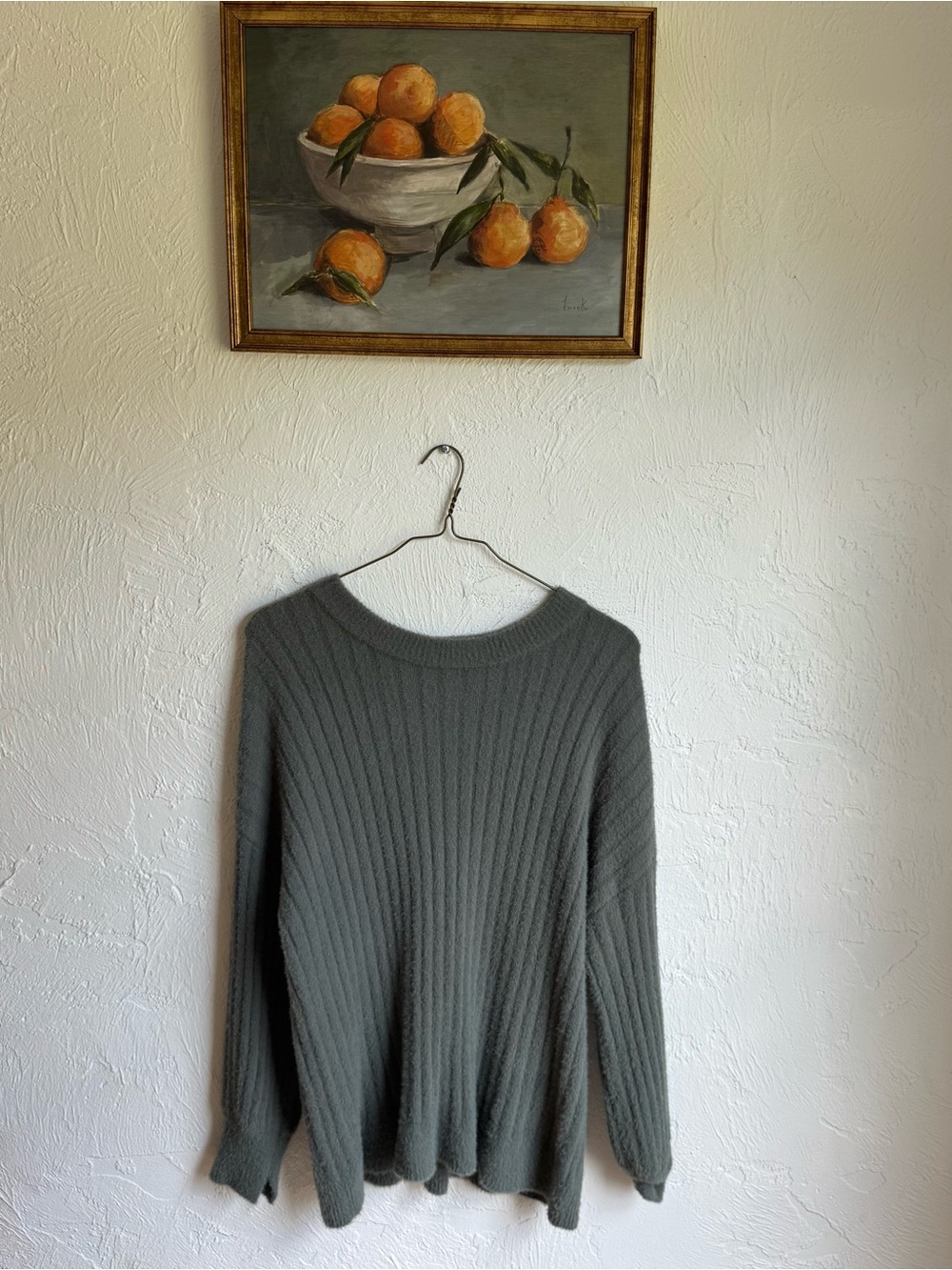 American Eagle Outfitters Ribbed Crewneck Sweater in Sage green